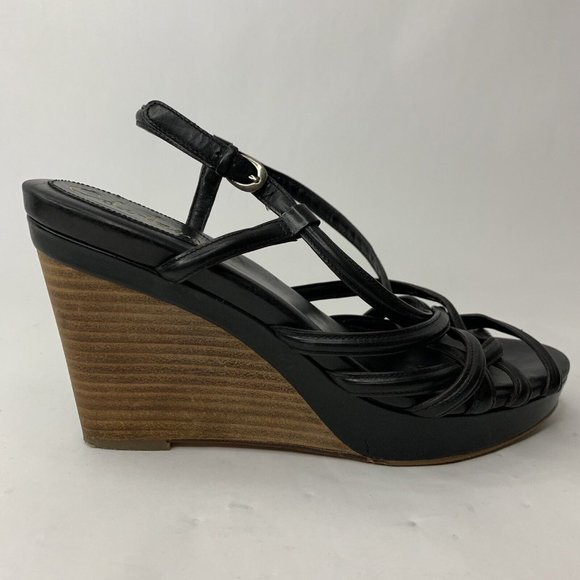 Cole Haan NikeAir Heels Slingback Sandal Platform Wedge Black Leather Uppers 8 - Picture 6 of 12